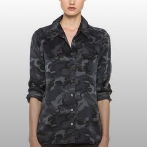 Gently worn! Equipment 100% Silk Camo Button Down